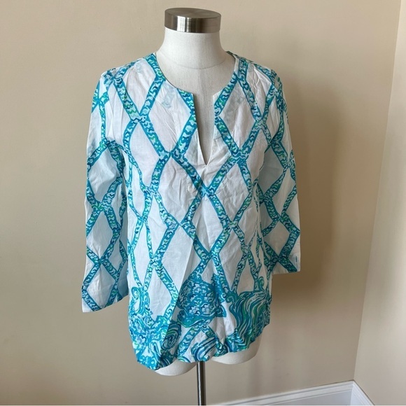 Lilly Pulitzer Amelia island patterned cotton tunic top 618 - Picture 4 of 9